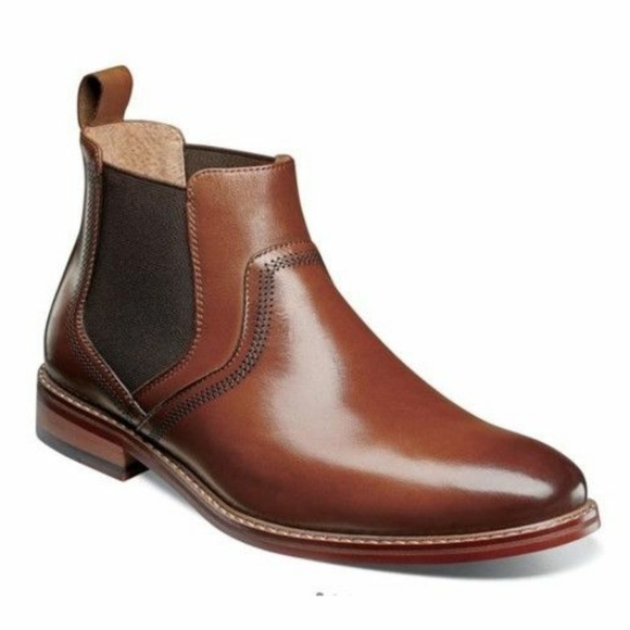 Stacy Adams Altair Plain Toe Chelsea Men's Dress Boot in Cognac (25301-221) - Picture 1 of 14